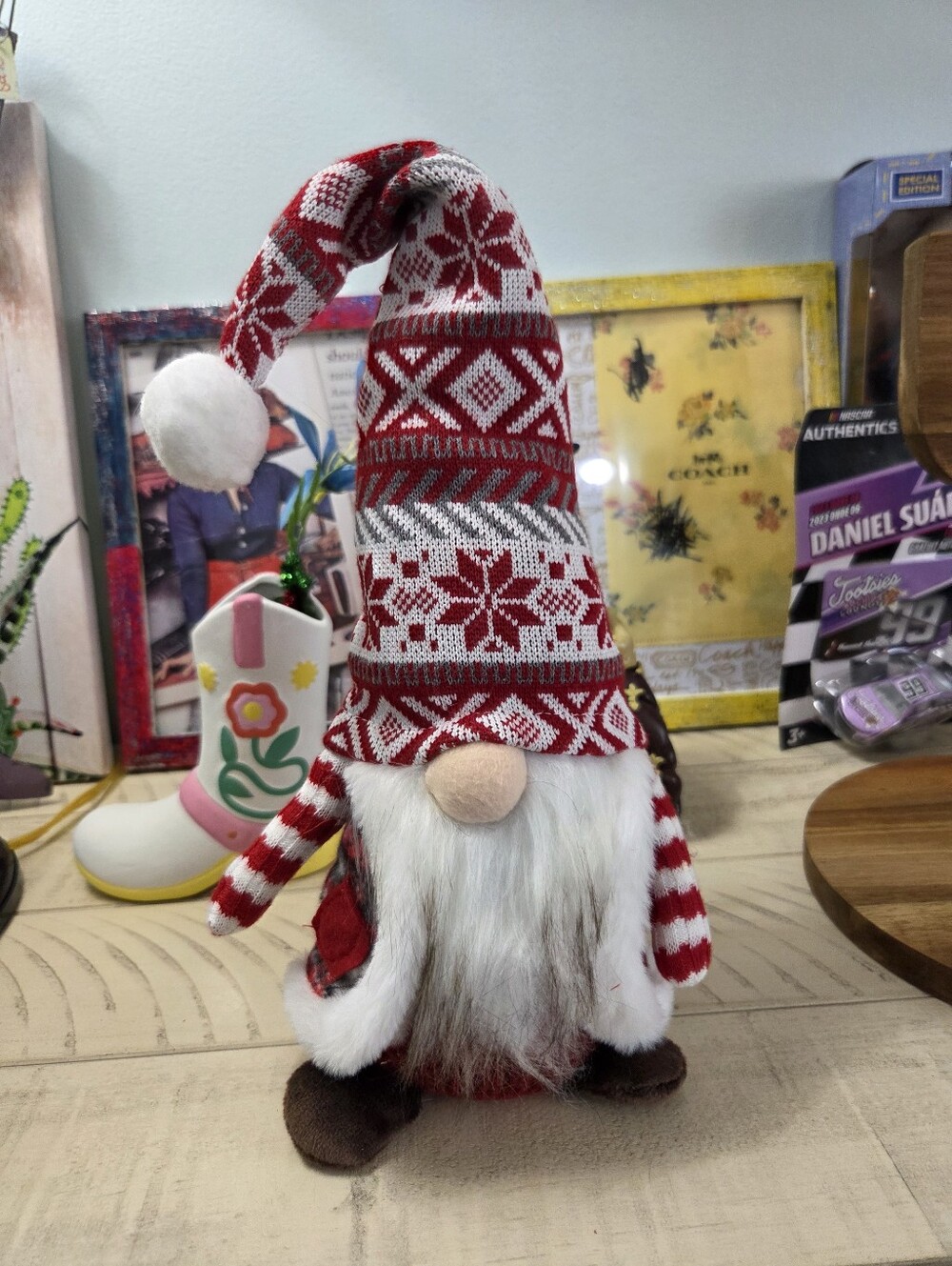 Holiday XL Gnome Plush Figurine - Red and White, NWT